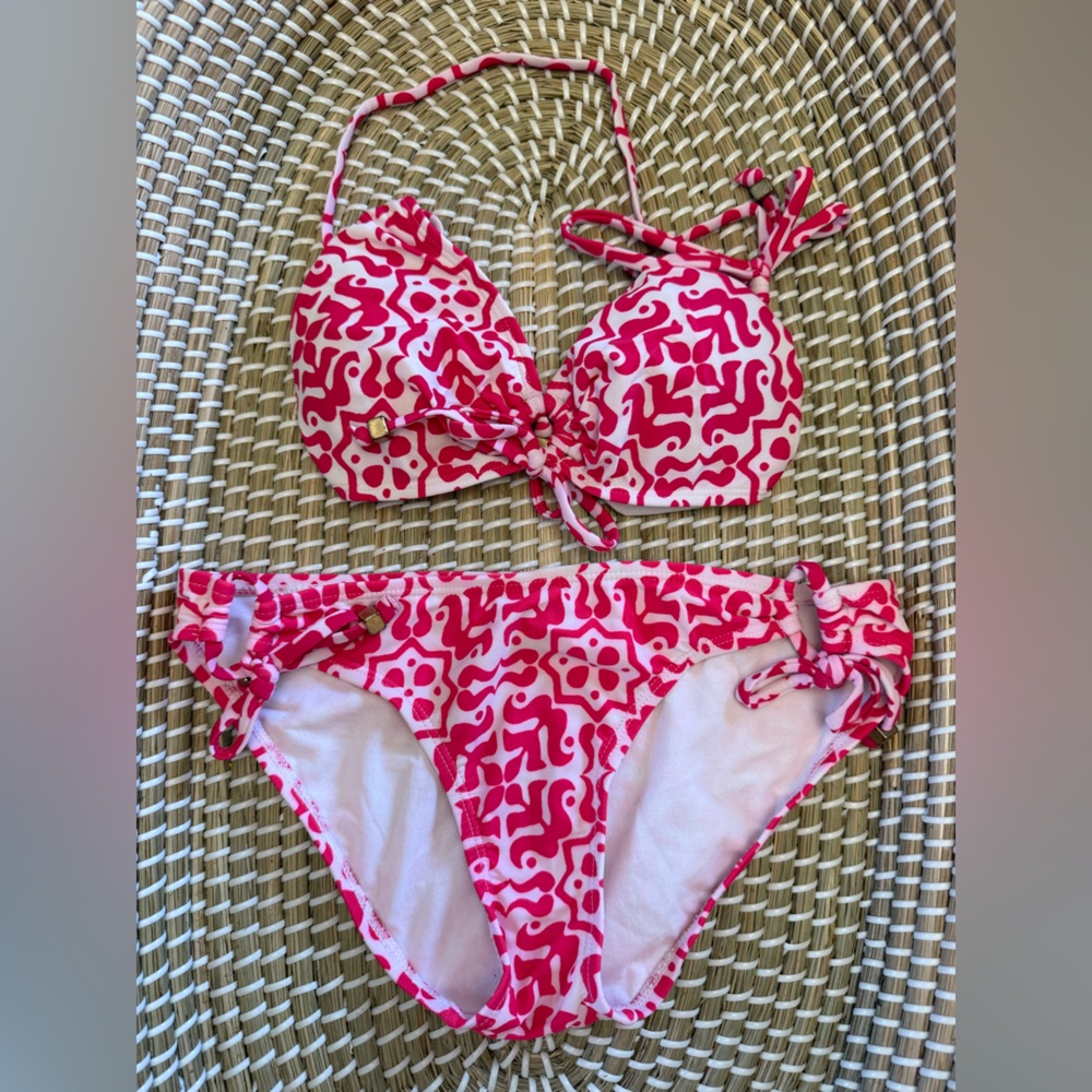 Old Navy Pink and White Bikini Set